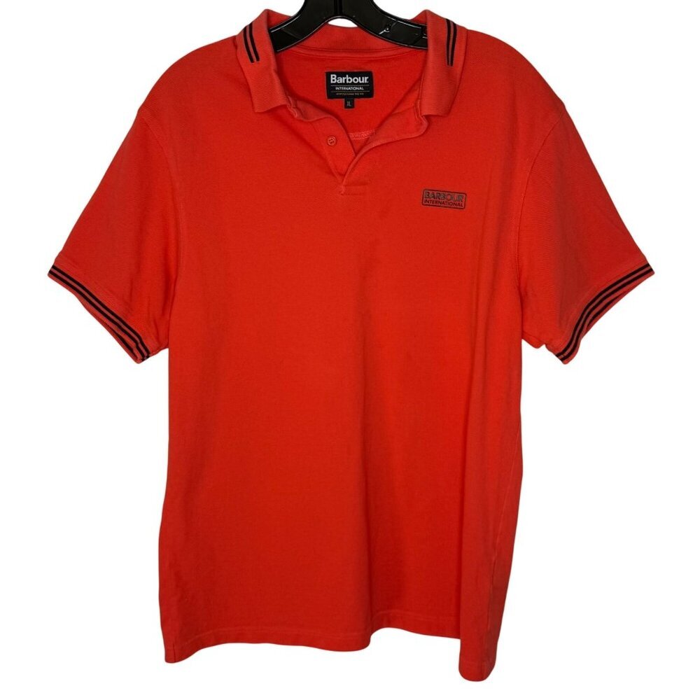 Barbour International Mens Polo Shirt XL 100% Cotton Tipped Striped Collar